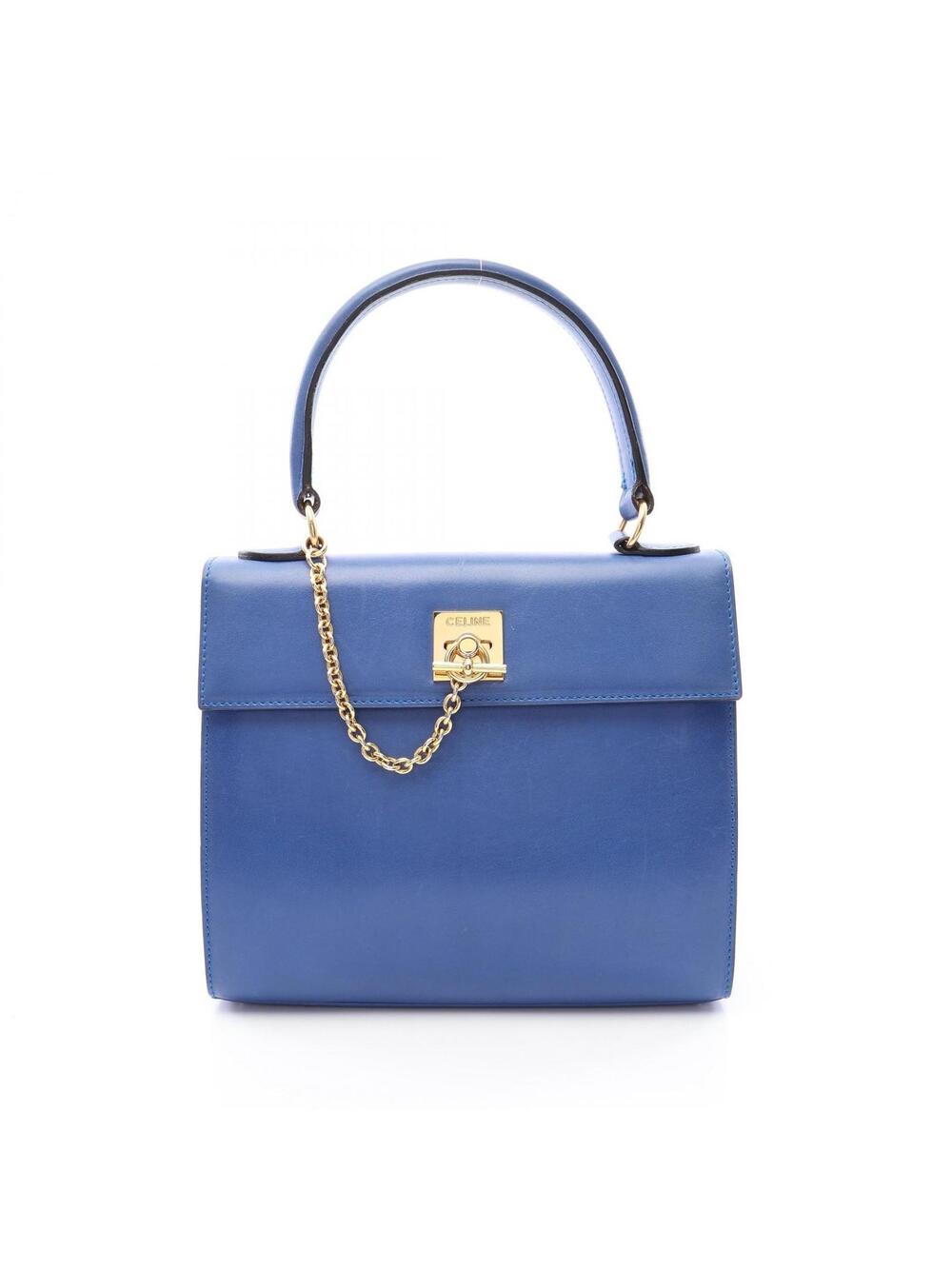 Celine Handbag Sac Leather Blue Used #361658C45B